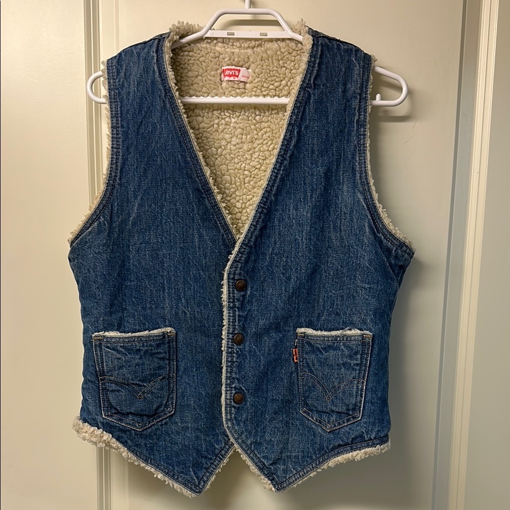 Levi's Dark Blue Denim Sherpa Vest